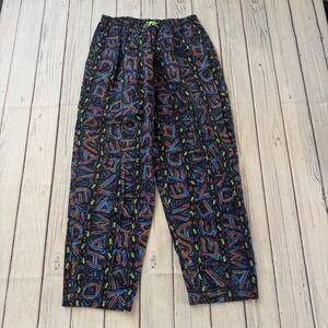 Gecko Hawaii Vintage 80s 90s Parachute Baggy Neon Pants Good Elastic Band M
